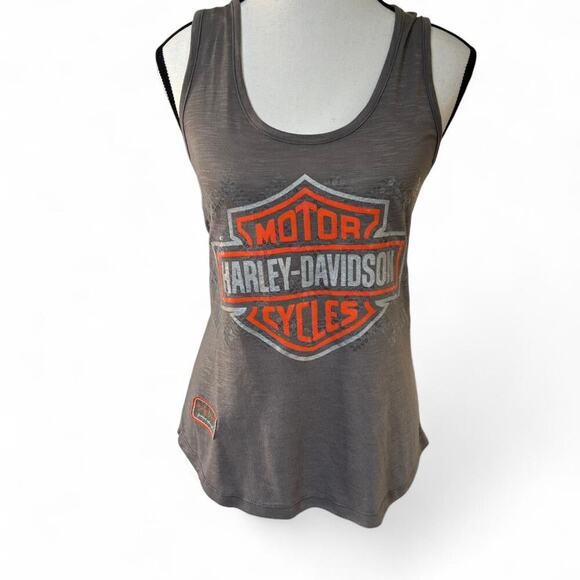 Y2K VTG. Harley Davidson GRAY LOGO SEQUIN TANK TOP SMALL #2 - Picture 2 of 8